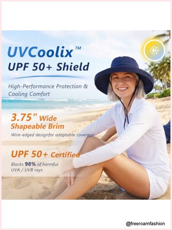 Cooling Sun Hat UPF 50+ Wide Brim Ponytail Hole Water Repellent Packable Hiking main image 4